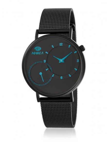 Reloj negro moderno de malla de acero