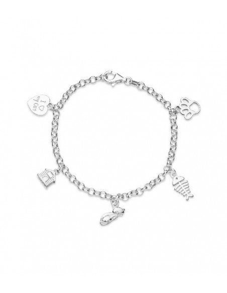 Pulsera charms gatos plata