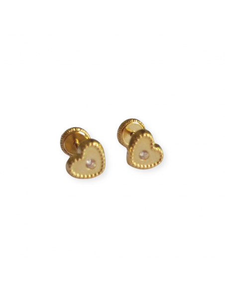 Pendientes niña de corazones en oro amarillo