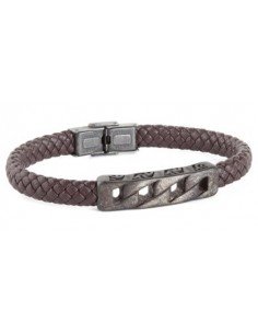 Pulsera hombre piel y acero...