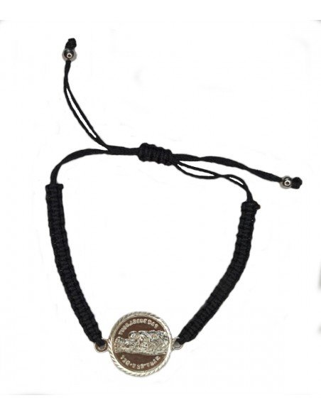 Pulsera de macramé con la virgen del Yugo en plata de ley
