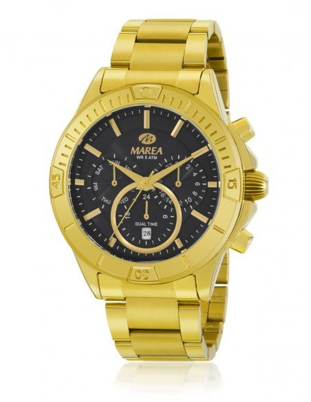 Reloj deportivo dorado con esferas para hombre